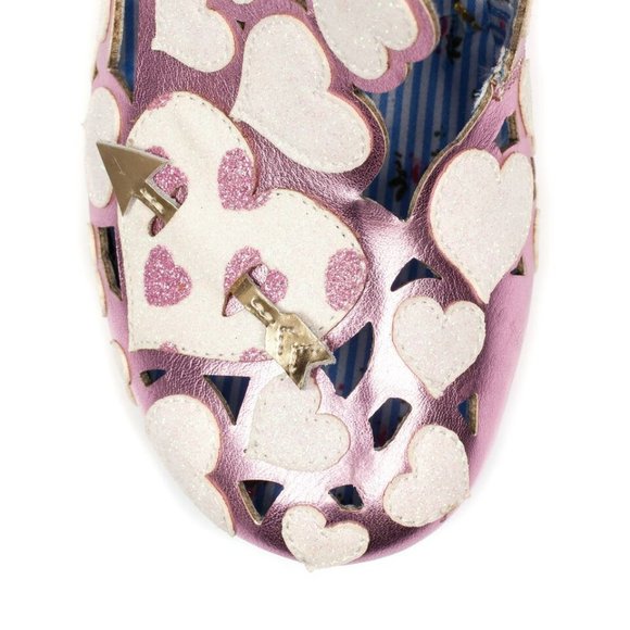 New Irregular Choice Heart Pink & White Wedding Heels Shoes 5.5 USA / 36 EU - Picture 3 of 5